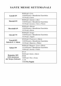 Intenzioni del 10/09/2018