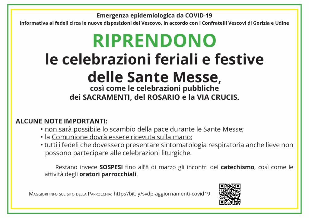 AGGIORNAMENTO 2 SULLE CELEBRAZIONI LITURGICHE E SULLE ATTIVITÀ PARROCCHIALI – COVID19