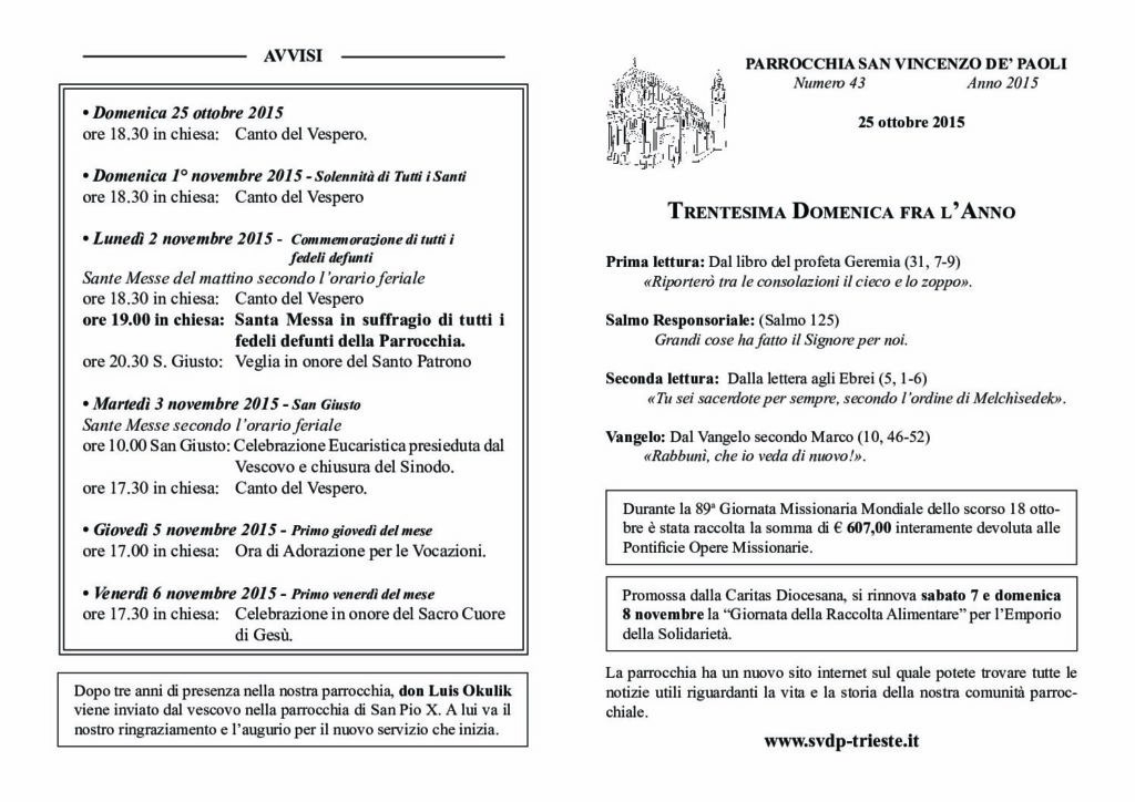 Avvisi del 25/10/2015