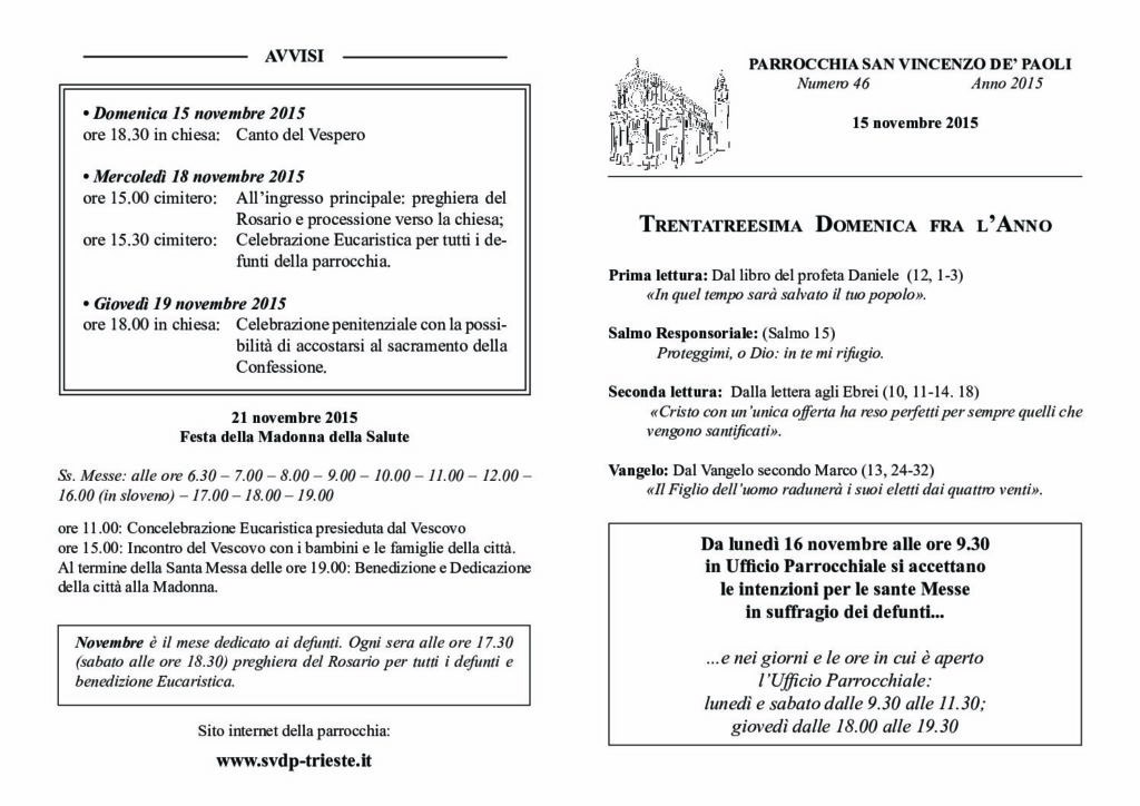Avvisi del 15/11/2015
