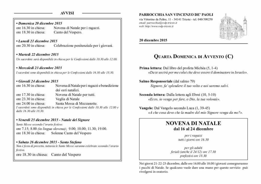 Avvisi del 20/12/2015