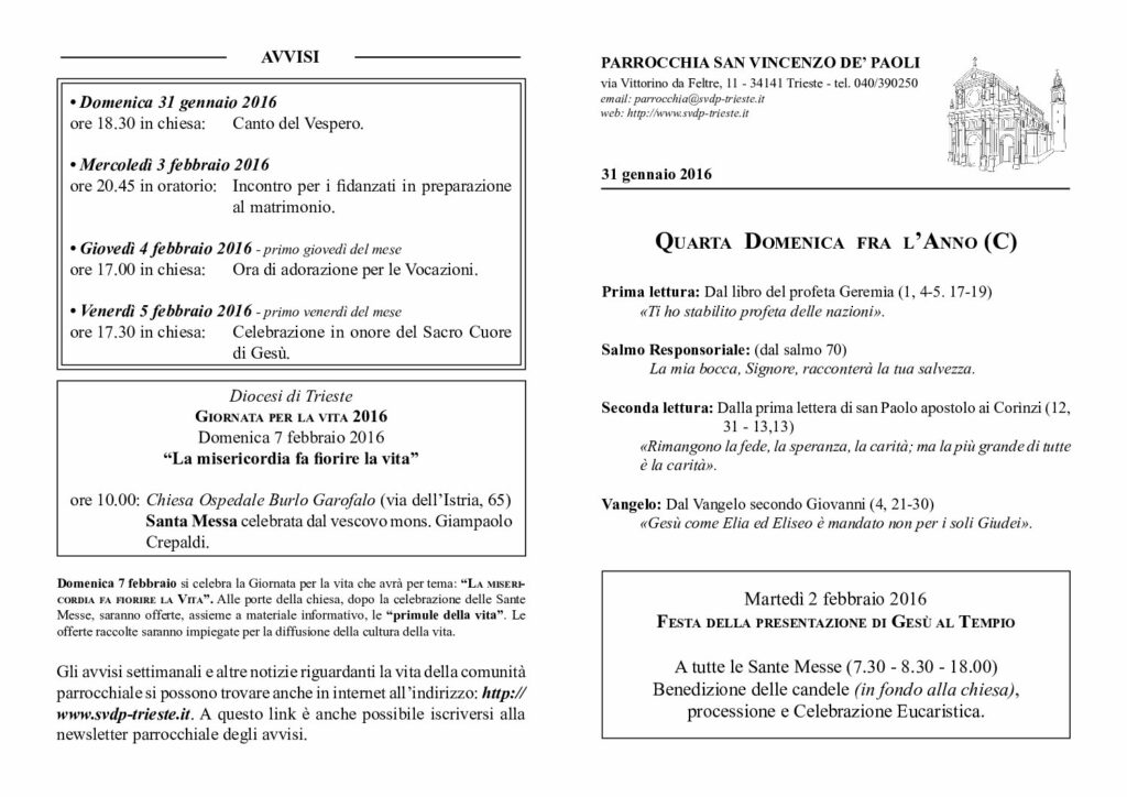 Avvisi del 31/01/2016