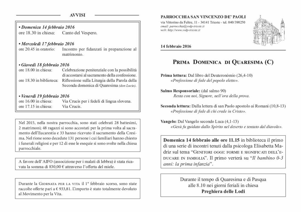 Avvisi del 14/02/2016