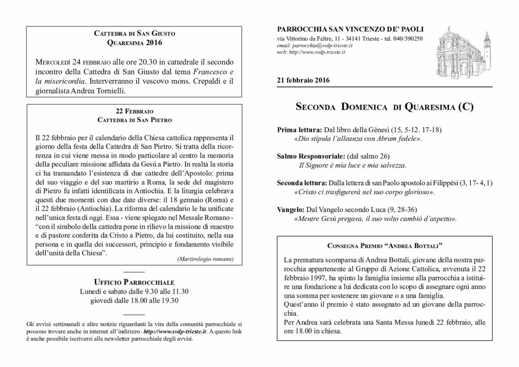 Avvisi del 21/02/2016