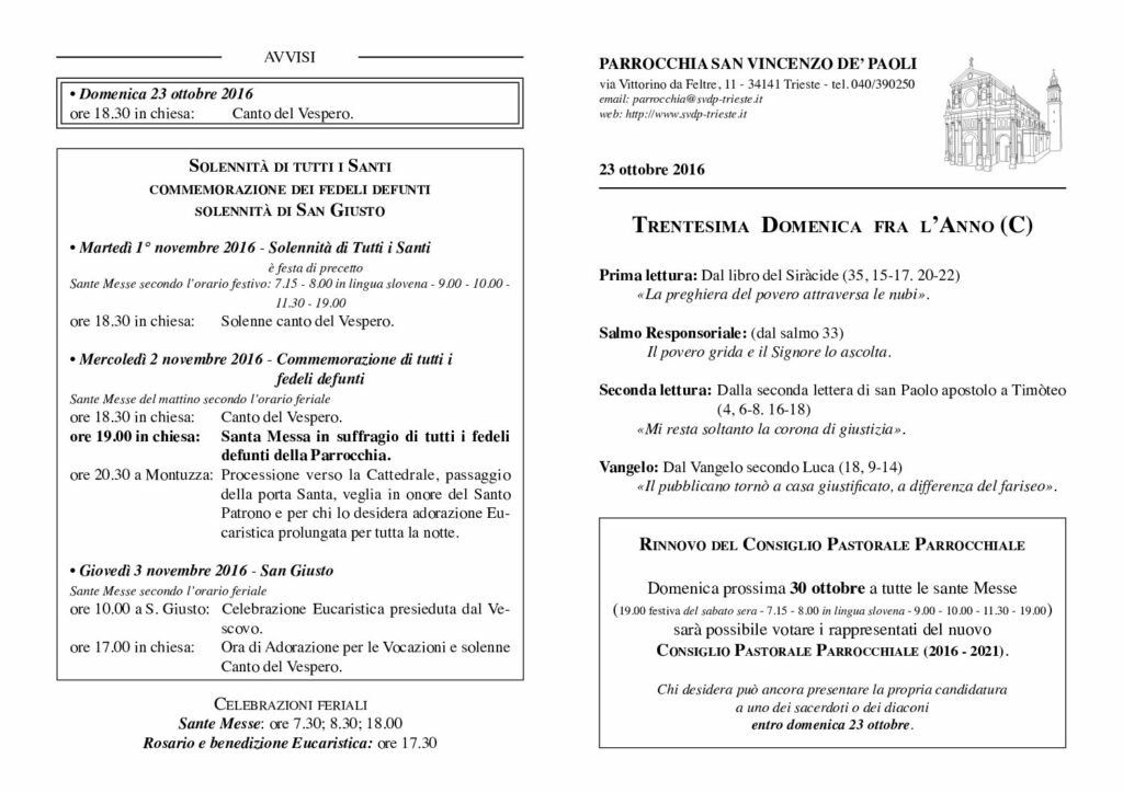 Avvisi del 23/10/2016