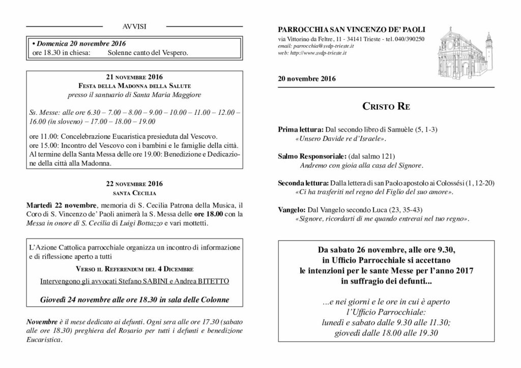 Avvisi del 20/11/2016
