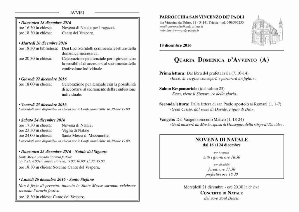Avvisi del 18/12/2016