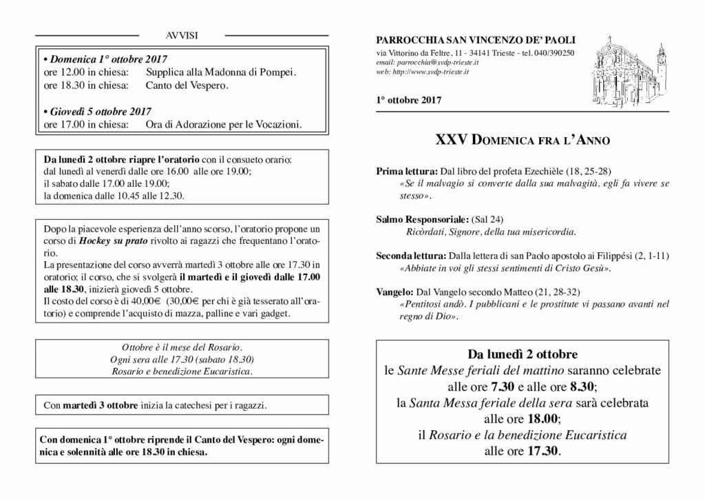 Avvisi del 01/10/2017