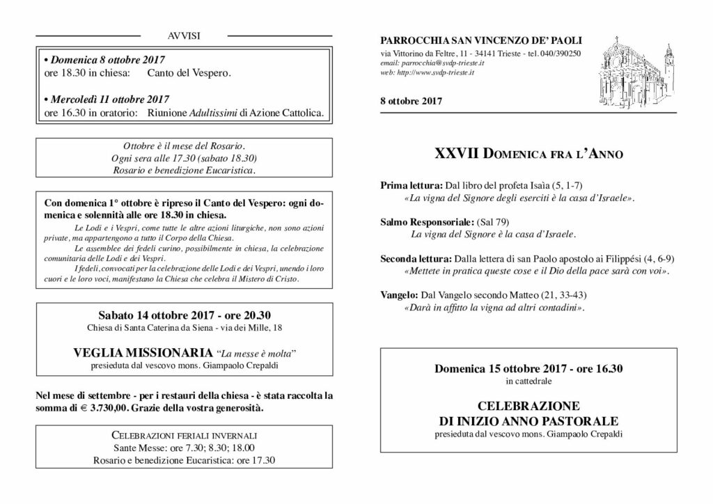 Avvisi del 08/10/2017