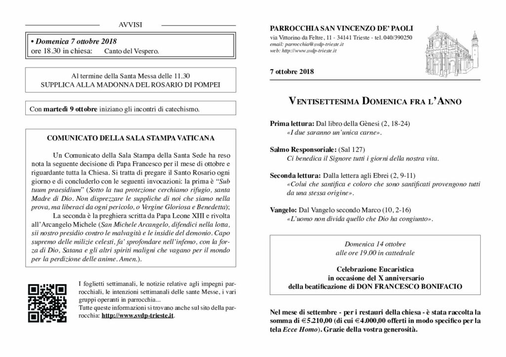 Avvisi del 07/10/2018