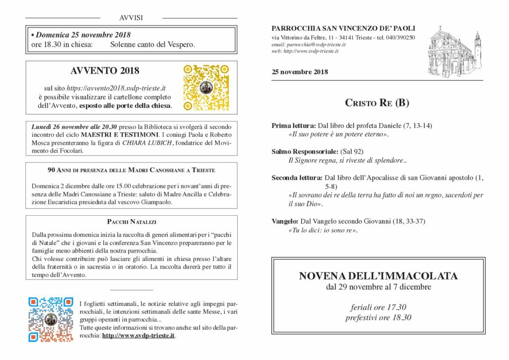 Avvisi del 25/11/2018