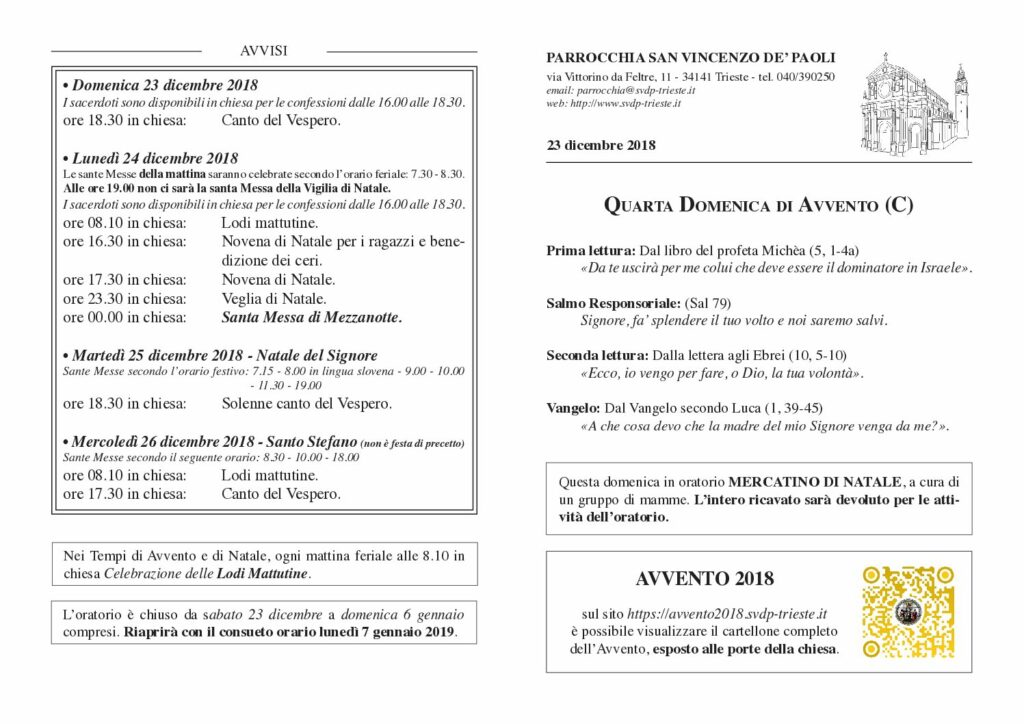 Avvisi del 23/12/2018