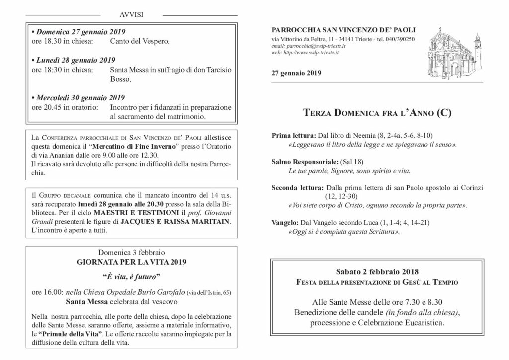 Avvisi del 27/01/2019