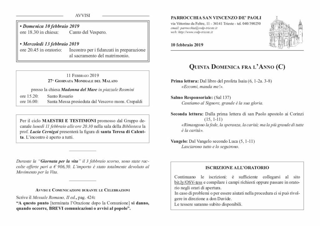 Avvisi del 10/02/2019