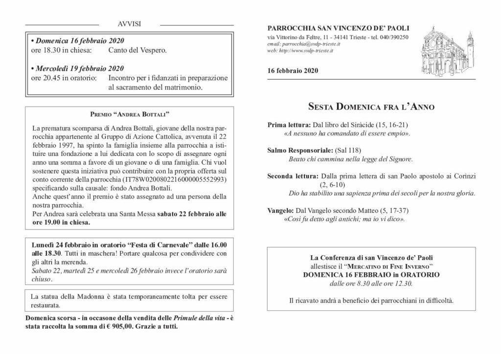 Avvisi del 16/02/2020