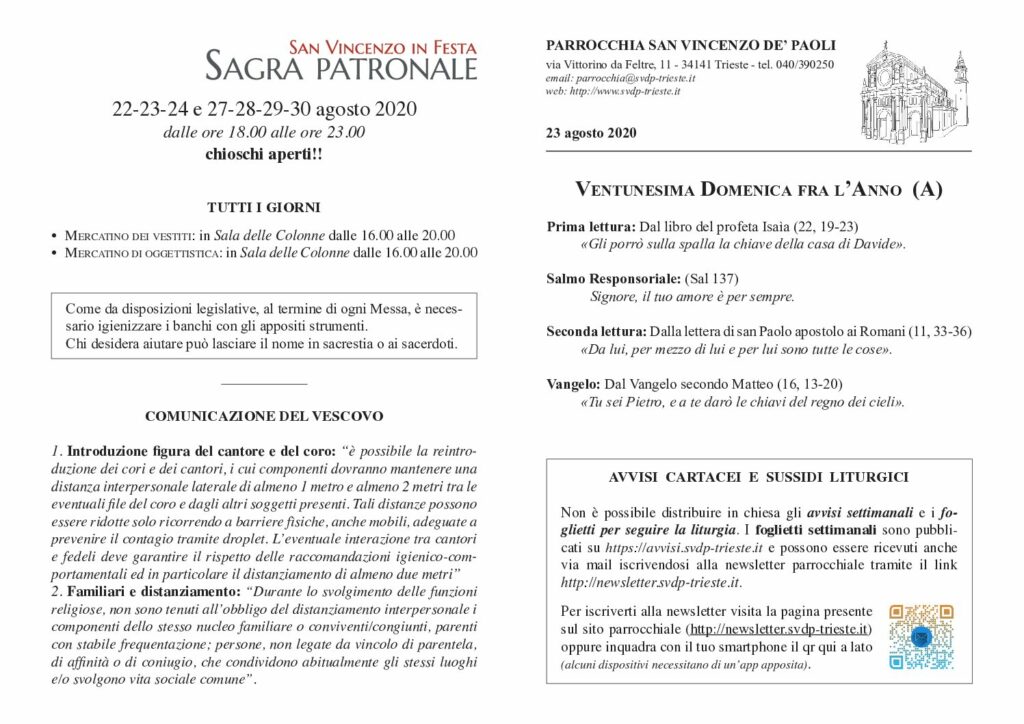Avvisi del 23/08/2020