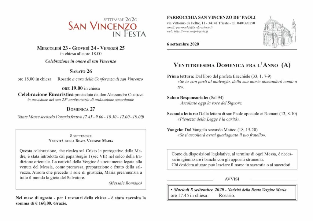 Avvisi del 06/09/2020