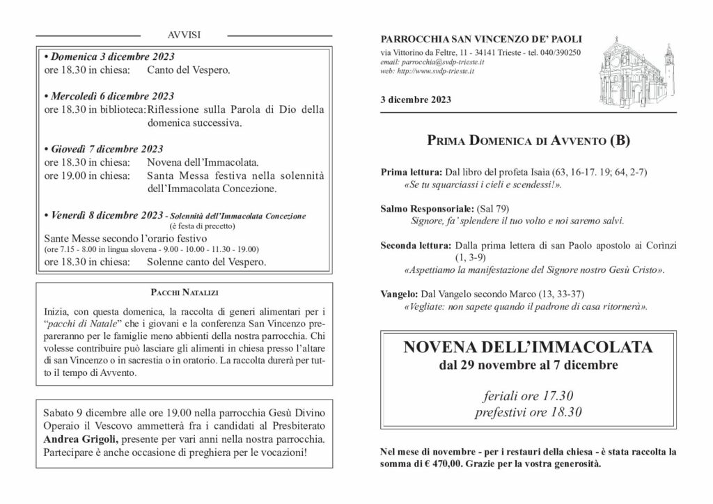Avvisi del 03/12/2023